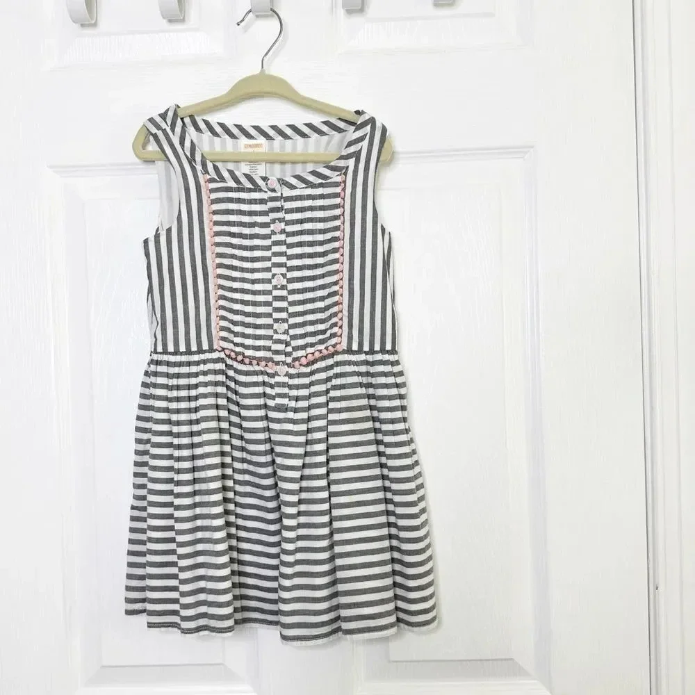 GYMBOREE Girls Size 4 Sleeveless Striped‎ Dress Pink Pom Pom